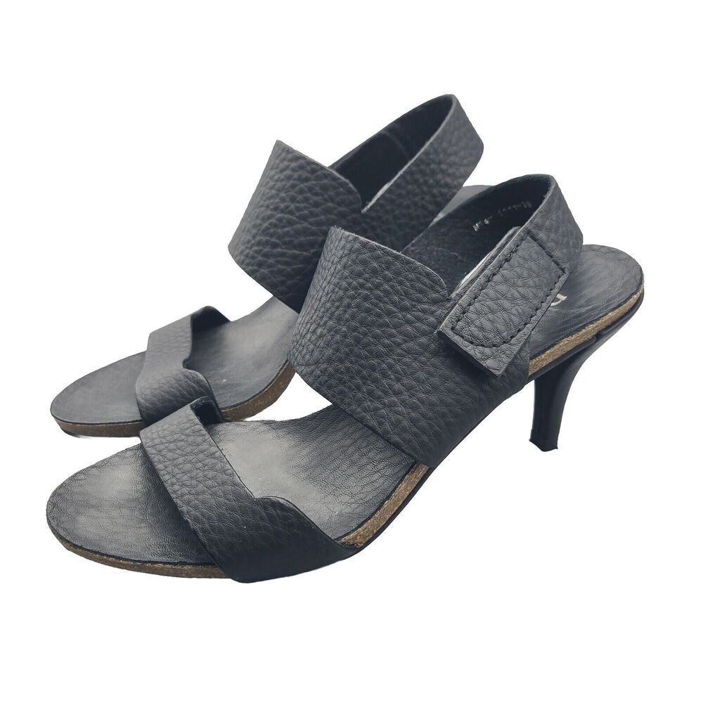 Pedro Garcia women heel sandals Black Leather Adjustable Strap sz US 8/ 38